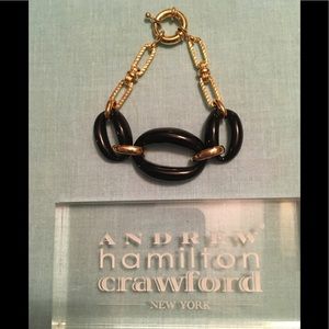 AHC Black & Gold Link Bracelet 7” Length New